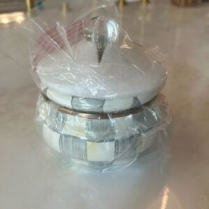 Sterling Check Enamel Squashed Pot by Mackenzie-Childs Brand New
